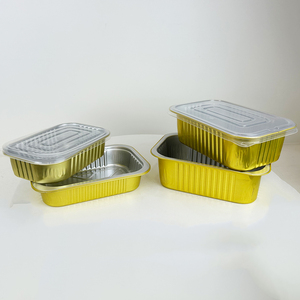 OEM Logo Disposable Gold Aluminium Foil <strong>Containers</strong> <strong>with</strong> <strong>Lids</strong> Take Out <strong>Rectangular</strong> Boxss tin boxes supplier - Product Image 6