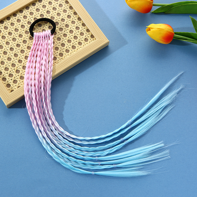 5light pink gradient to sky blue-1 hair tie with 8 small braids