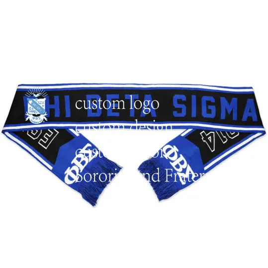 Personalizado 145x17cm blanco y azul Phi Beta Sigma PBS bufanda de punto