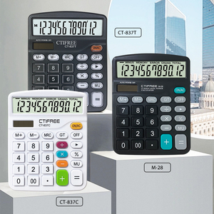 เครื่องคิดเลขตั้งโต๊ะ CT-837 12หลักปรับแต่งโลโก้ลบบัญชีแบตเตอรี่พลังงานแสงอาทิตย์ไฟ LED แสดงผลขนาดใหญ่เครื่องคิดเลขอิเล็กทรอนิกส์ - Product Image 1