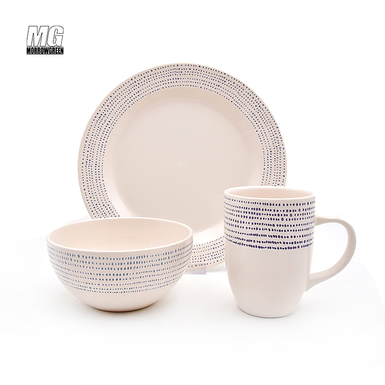 Wholesale Stoneware Pad Printing Dinner Set Western Dinnerware Set Ceramic Plates Sets Dinnerware