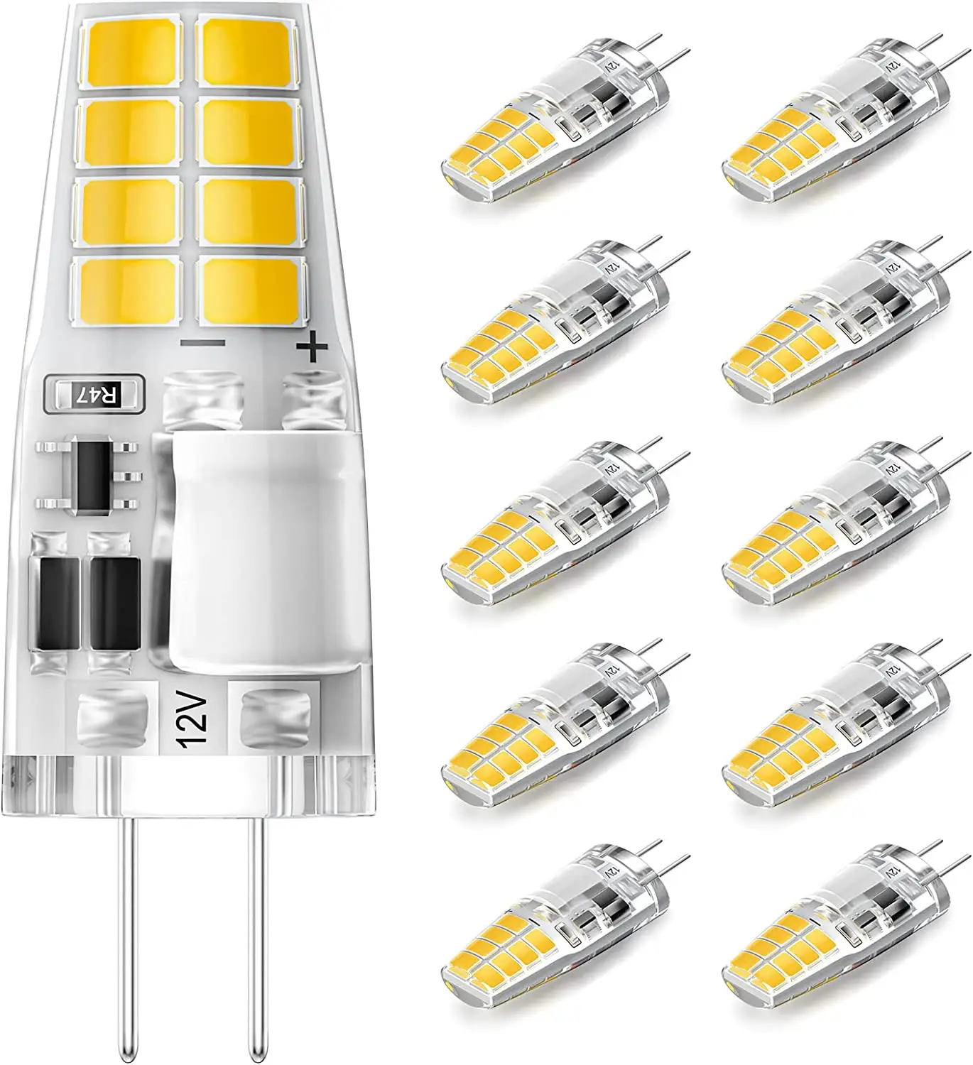 Glue filling transparent silicone G4 LED corn bulb for landscape lamp mini corn bulb no flicker 2835 DC 12V LED bulb