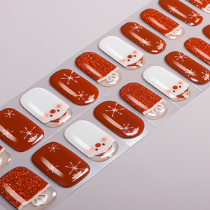 Giáng sinh mùa thu mùa đông móng tay màu đỏ Bohemian Tuần Lộc CHA giáng sinh tự dính UV miễn phí gel móng tay kết thúc tốt đẹp dán - Product Image 5