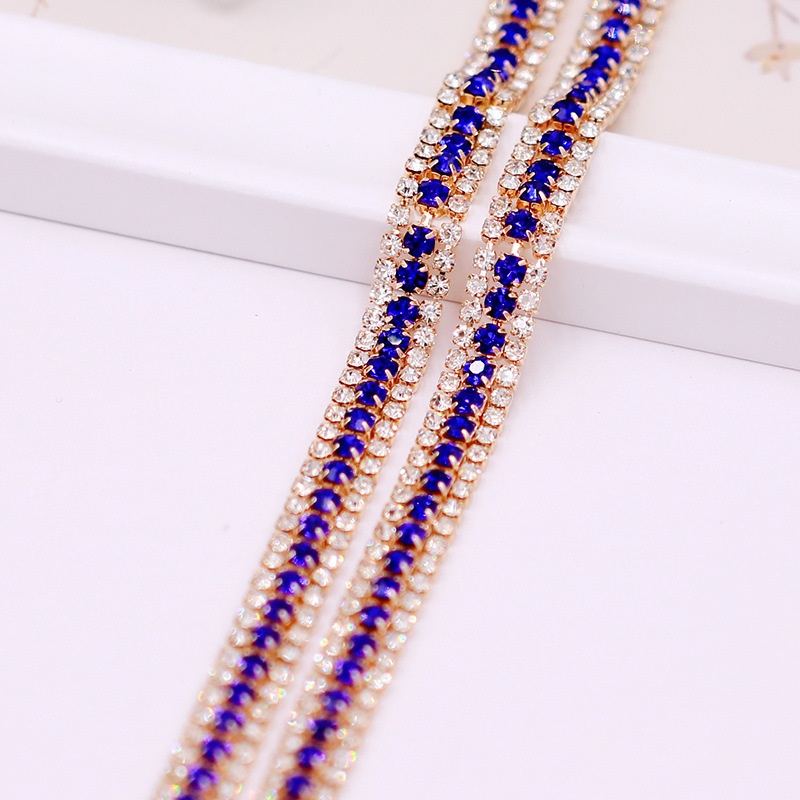 Base dorée KC, 3 rangées, bleu royal et blanc