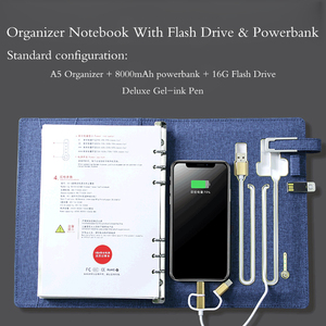 De A5 de cuero naranja de carga portátil con 8000 mah powerbank y 16G disco USB flash drive - Product Image 3