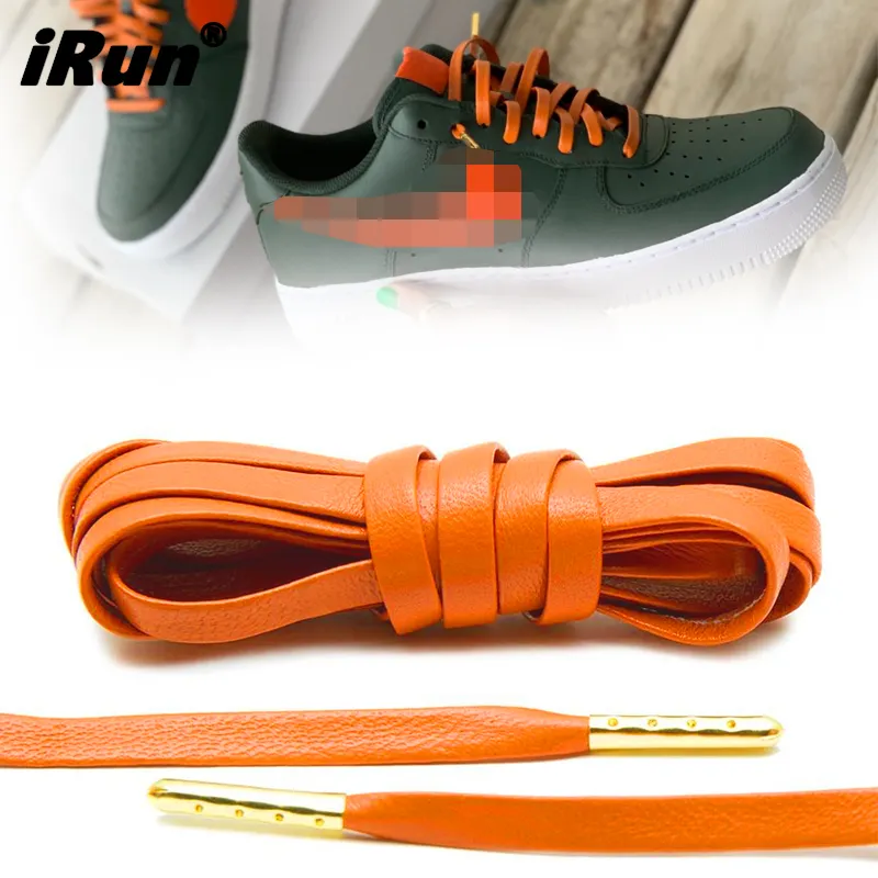 IRun – lacets de chaussures en cuir de mouton italien de luxe, lacets métalliques, lacets en peau de mouton Orange pour chaussures aj Sneaker