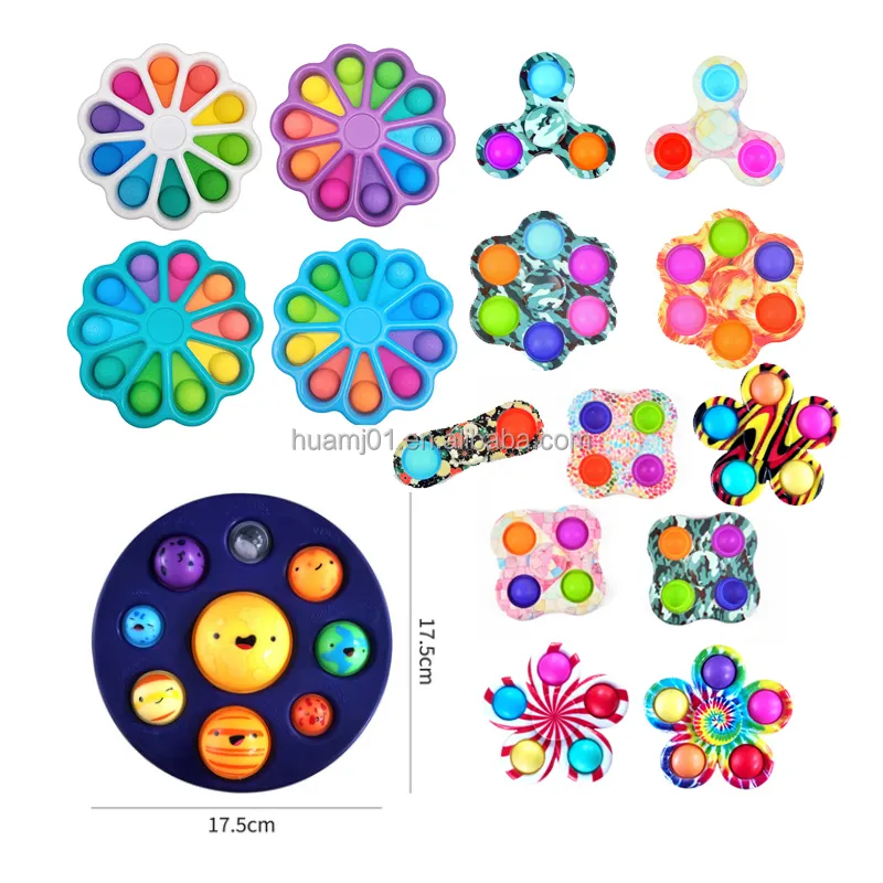Infant and young children's hand grasping and pressing exercise stress relief fidget spinner for flower butterfly simple dimple