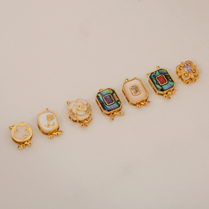 18k镀金黄铜壳葫芦扣锆石花形扣珍珠项链制作五角星扣 - Product Image 6