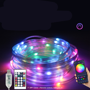 Cadena de luces RGB para exteriores, colorida Función de decoración navideña para fiestas, aplicación de música, control remoto, cadena de luces, luz impermeable - Product Image 1