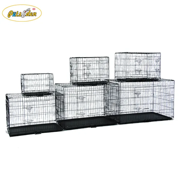 Gaiolas dobráveis do cão do metal 48 polegadas dupla porta removível bandeja dobrável pet gaiolas casas produto canis grandes