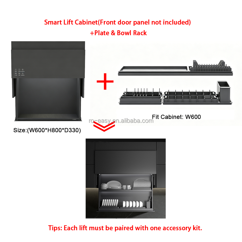 W600*H800*D330 (Armoire élévatrice intelligente + Égouttoir à vaisselle)