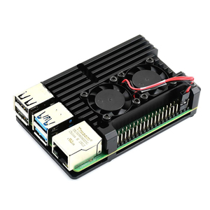 La carcasa de aleación de aluminio viene con ventiladores de refrigeración duales, resistencia firme al polvo, excelente dispersión del calor para Raspberry Pi 4 Modelo B - Product Image 1
