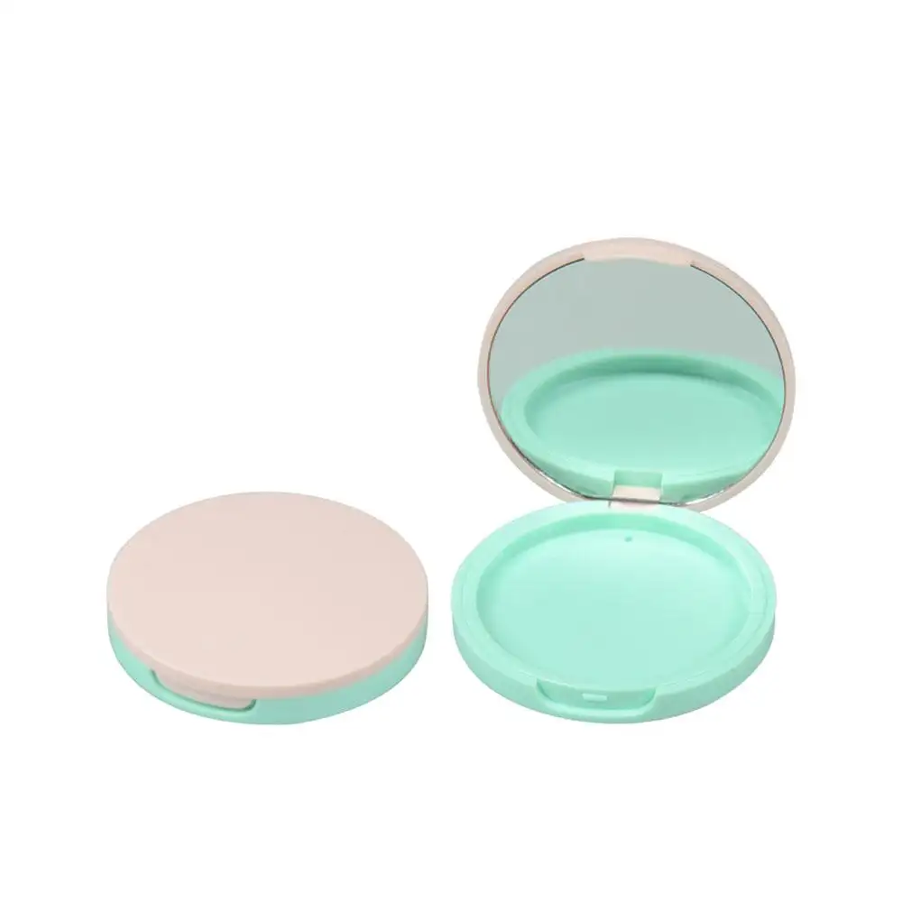 Commercio all'ingrosso blush compatto imballaggi vuoti polvere compatte di plastica rotondo di colore rosa di trucco caso compatto con specchio