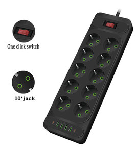 Anahtar ve priz çıkışlı 3 yollu/6 yollu güç elektrik uzatma prizi - Product Image 2