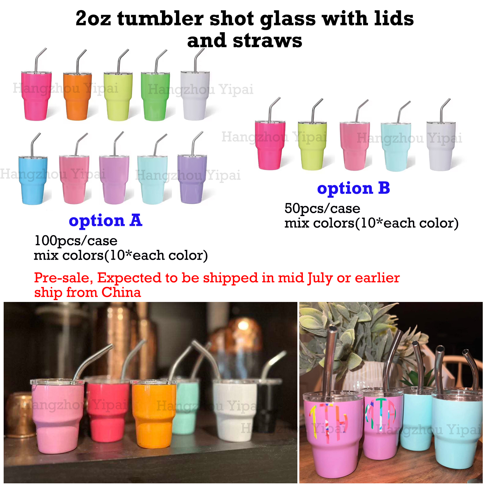 Gobelet sous 2 oz 10 couleurs 100 pièces option A