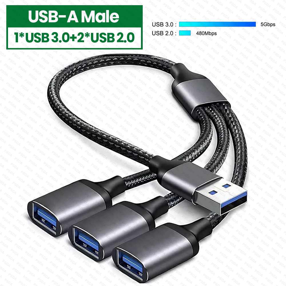 1-3IN1 USB3.0-0.35M-สีดำ (HUB067)