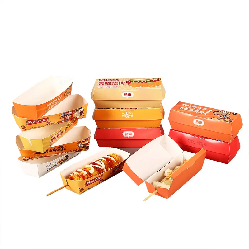 Scatola per hot dog di mais coreano usa e getta personalizzata lunch dessert egg drop sandwich paper packaging cassettiera per alimenti