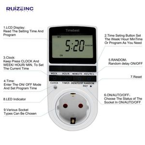 Timer digitale da 24/7 giorni con ora casuale ed estiva 230V 50HZ interruttore Timer elettronico presa di temporizzazione programmabile spina ue - Product Image 1