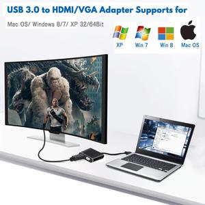 <strong>2</strong> in <strong>1</strong> USB3.0 to HDTV <strong>VGA</strong> Adapter for Computer Dual Display 1080P Convertor - Product Image 5