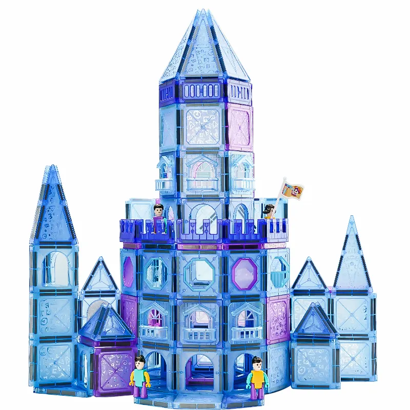102 Stück Frozen Princess Castle Magnetische Flies Bausteine - 3D-Diamantblöcke, Mädchen-Geburtstagsgeschenke Kinder