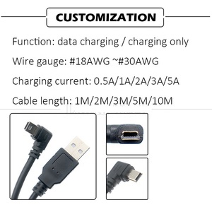 90度l形左角USB 2.0 A公到迷你B 5针USB数据充电线，用于MP3相机1m 2m 3m 5m - Product Image 2