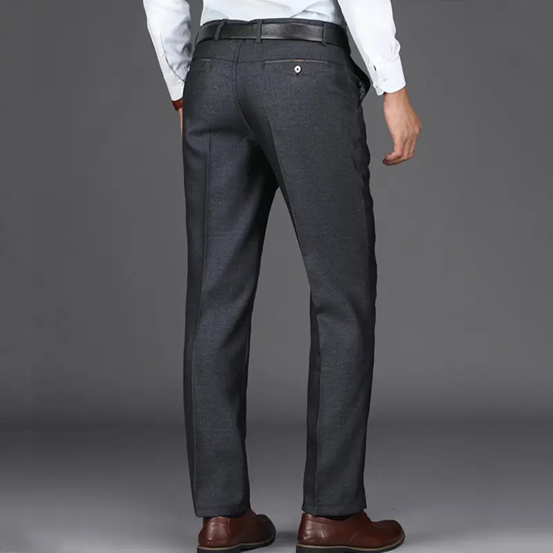 Traje a rayas laterales plisado para hombre, traje Formal de algodón, pantalones de vestir ajustables, informales, Chino, color blanco y negro