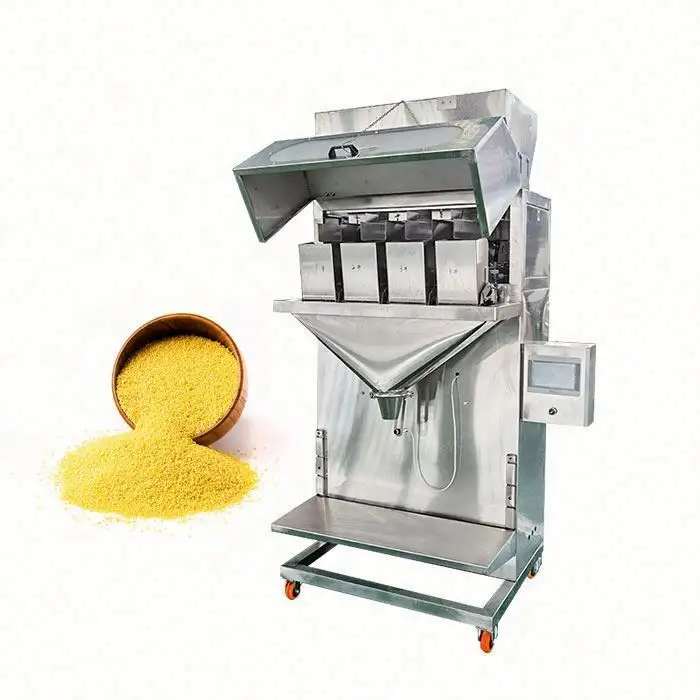 Máquina de llenado de polvo de harina de trigo de maíz pesar y llenar máquina de envasado de té de hojas sueltas