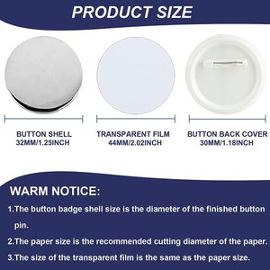 ボタンメーカーマシン用の32mm1.25インチボタンパーツ、ラウンドピンバッジブランクボタンには、プラスチックピンバックカバーとトップメタルが含まれています - Product Image 6
