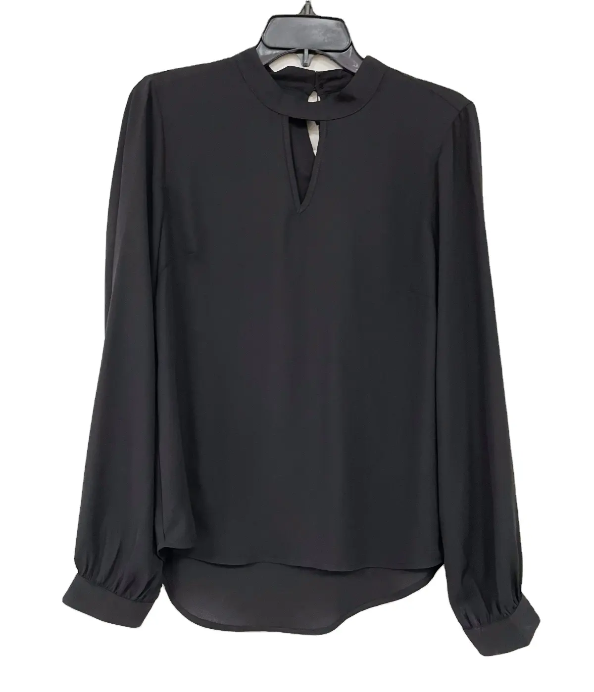 Camisa ahuecada con escote superior para mujer a la moda Camisa de gasa de color sólido de manga larga