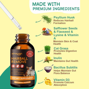 كرة شعر مخصصة للقطط لإزالة قطرات السوائل للرعاية الصحية للحيوانات الأليفة والمكملات الغذائية تدعم صحة البشرة والهضم مع عشب القطط - Product Image 2