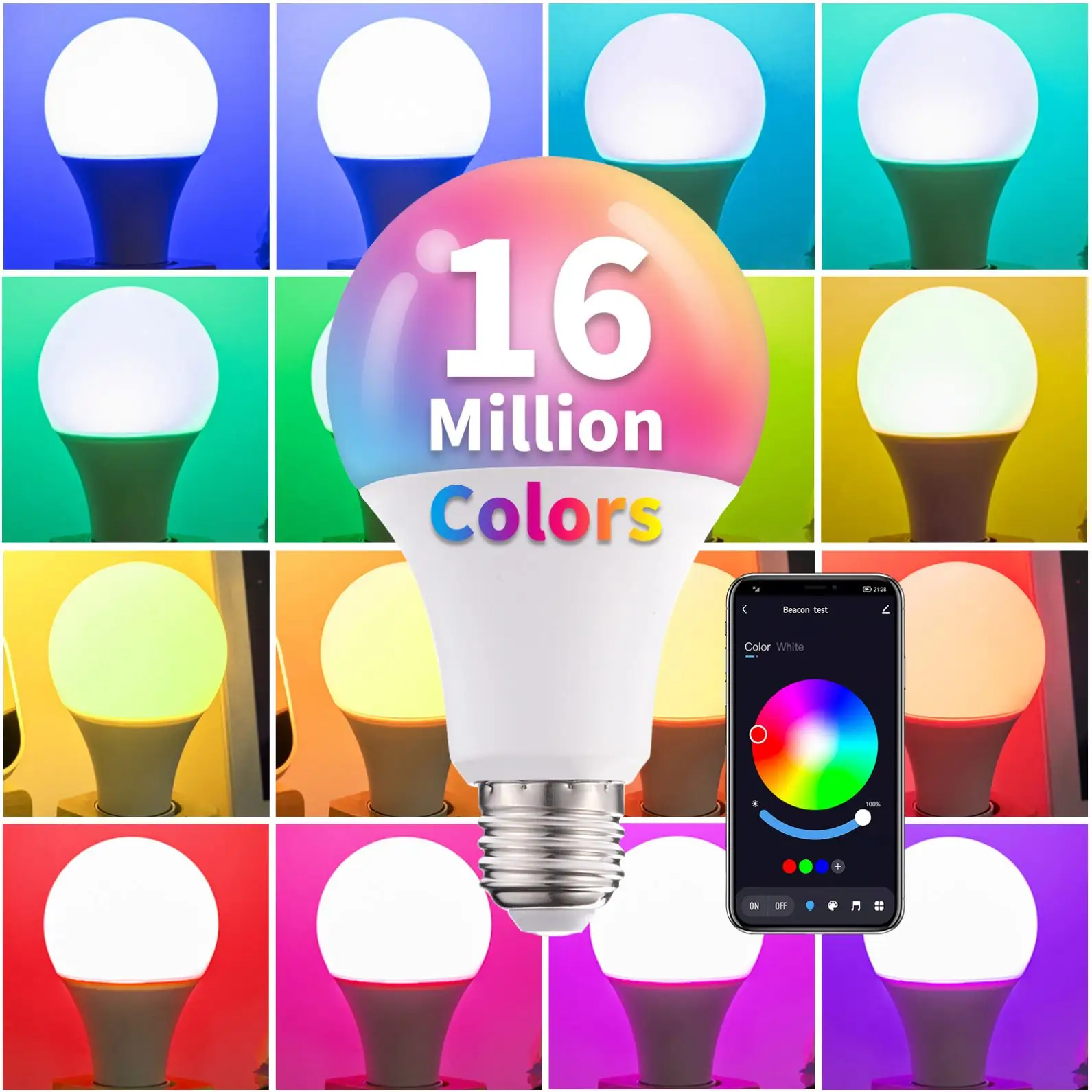 Fxpot Smart LED-Licht Alexa Google Home Wifi Connect RGB Mehrfarbige LED-Lampe E27 B22 Tuya App Control Smart Bulb