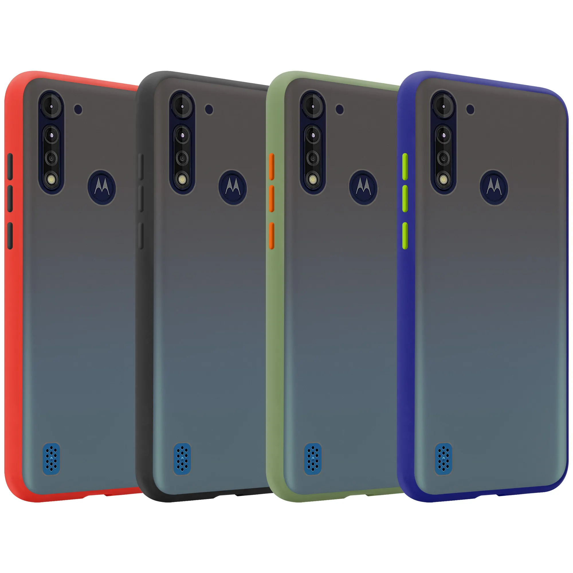 For Moto G8 Power Lite Silicon Frame Hard PC Phone Cover、2 In 1 Shockproof Cellphone Case For G8 Power Lite