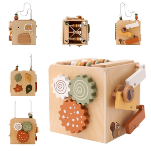 <strong>Round</strong> Bead Shaped Paired Five in One Montessori <strong>Toys</strong> Wooden Busy <strong>Box</strong> Children's Cognitive Puzzle <strong>Toy</strong> 5 in 1 Busy <strong>Box</strong> - Product Image 2