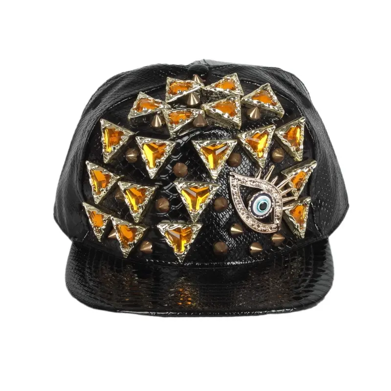 Venta al por mayor de sombreros de béisbol de rebote con ala de metal plano de moda de material reciclado estilo punk personalizado Europeo Americano para mujeres