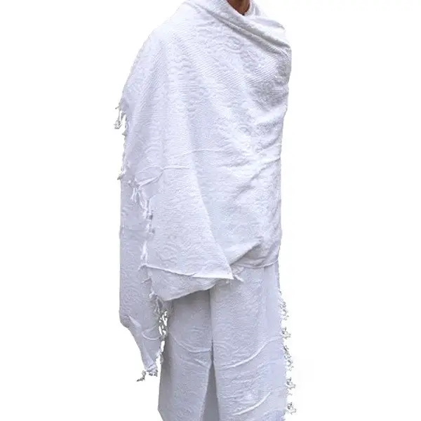 Hot selling hajj towel muslim Cotton microfiber jacquard mens ihram towel prayer clothes custom logo worship hajj towels