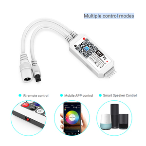 DC 12-24 В RGBW светодиодный Wi-Fi контроллер 5-контактный 4-канальный PWM сигнал умный цветной диммер приложение голосовой синхронизации музыка ИК 24-клавишный пульт дистанционного управления - Product Image 5