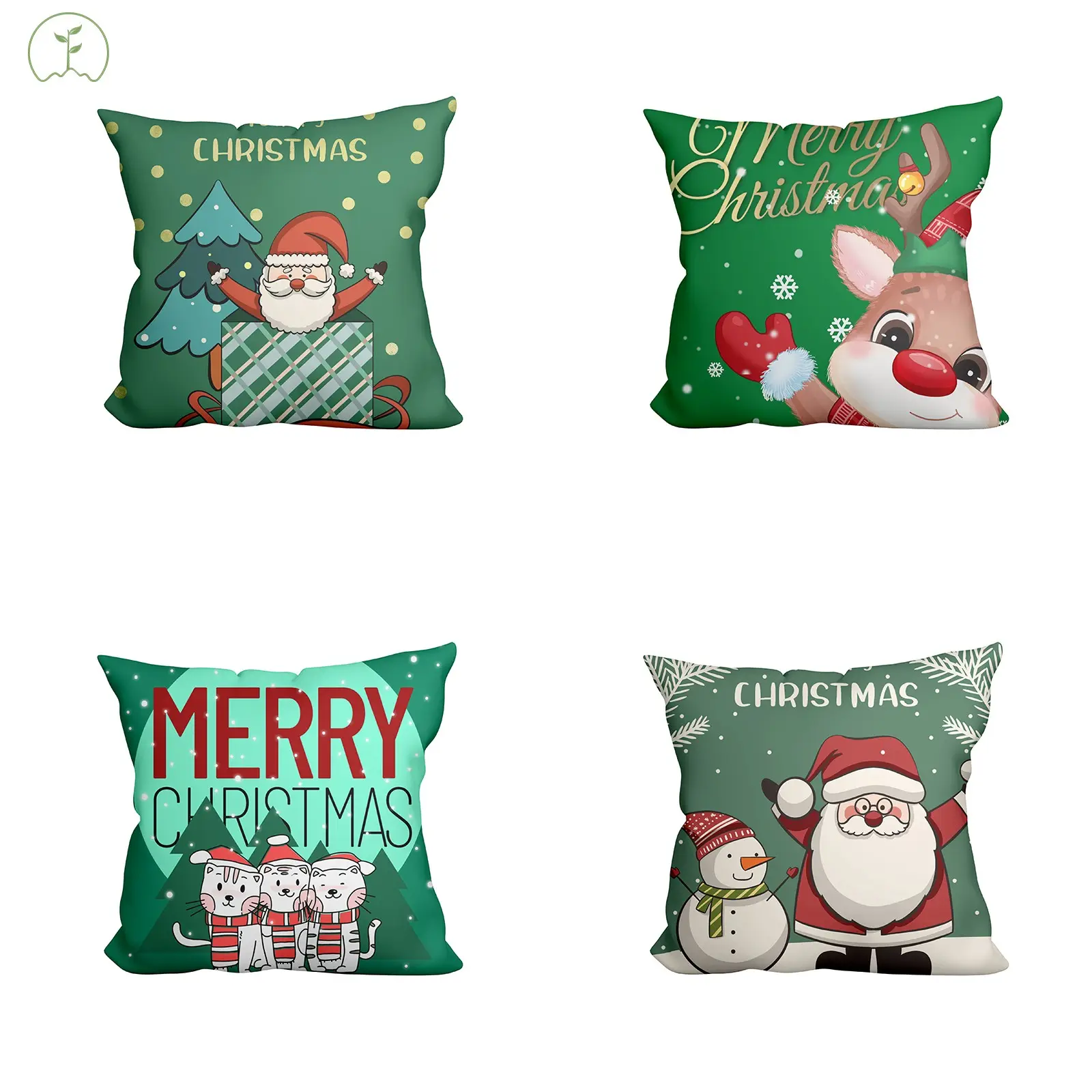 Venta al por mayor personalizado 45x45 nuevo diseño impreso exquisito Navidad fundas de almohada decoración del hogar fundas de cojines