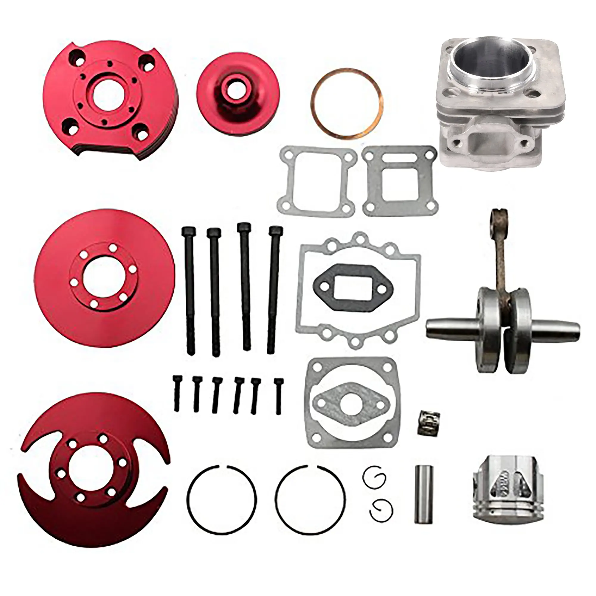 GOOFIT 44 millimetri Big Bore 53cc 54cc Top Kit Testa del Cilindro Del Motore di Ricambio per 2 Tempi 47cc 49cc Mini Quad pocket Bike