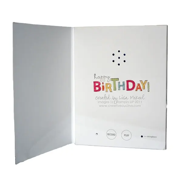 Cartão de feliz aniversário com impressão personalizada, cartões sonoros de agradecimento, cartão de presente para festival de ouro com logotipo estampado