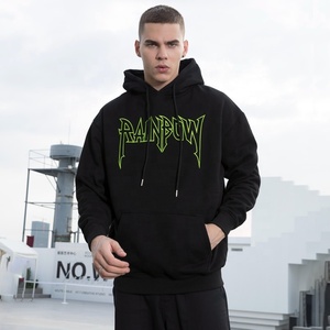 Yeşil gökkuşağı grafik baskı ile erkek siyah Hoodie çin ejderha tasarım Streetwear üretici kazak Hip Hop moda giyim - Product Image 1
