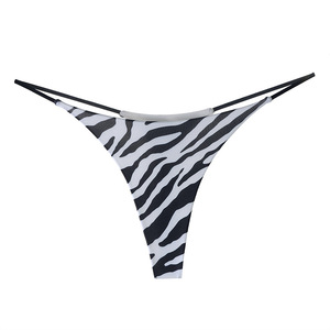 Ropa interior personalizada para mujer, tangas de corte alto con Logo OEM ODM, sin costuras, de licra, letras estampadas - Product Image 5