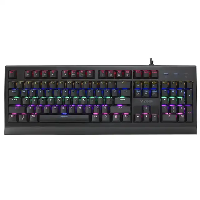 Rapoo V520S mechanical wired gaming keyboard 104-key mixed light computer keyboard black green shaft