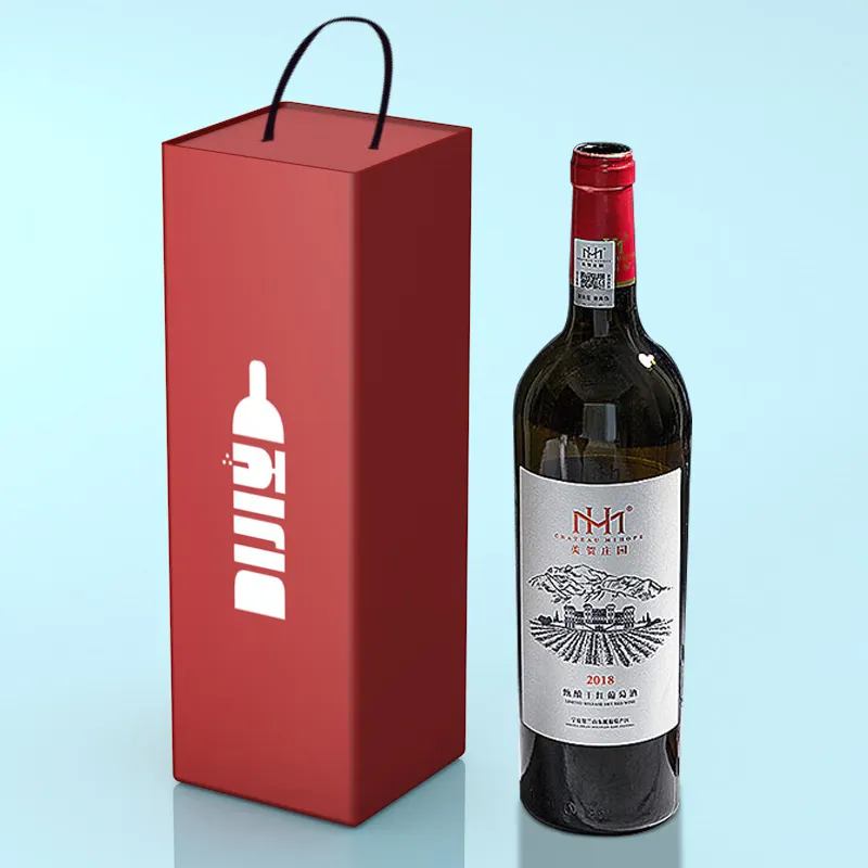Recylcle Luxury Red Wine Champagne Bottle scatola di carta da imballaggio in vetro regalo in cartone con Design personalizzato