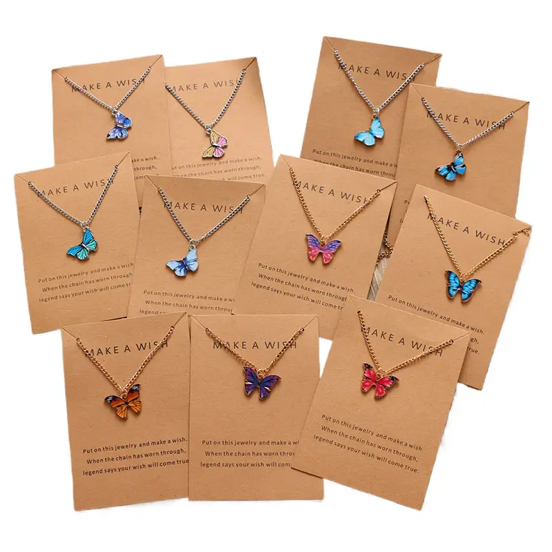 2023 nouveaux bijoux de mode plusieurs couleurs papillon collier pour femmes coréen Vintage coloré animal pendentif colliers pour les filles