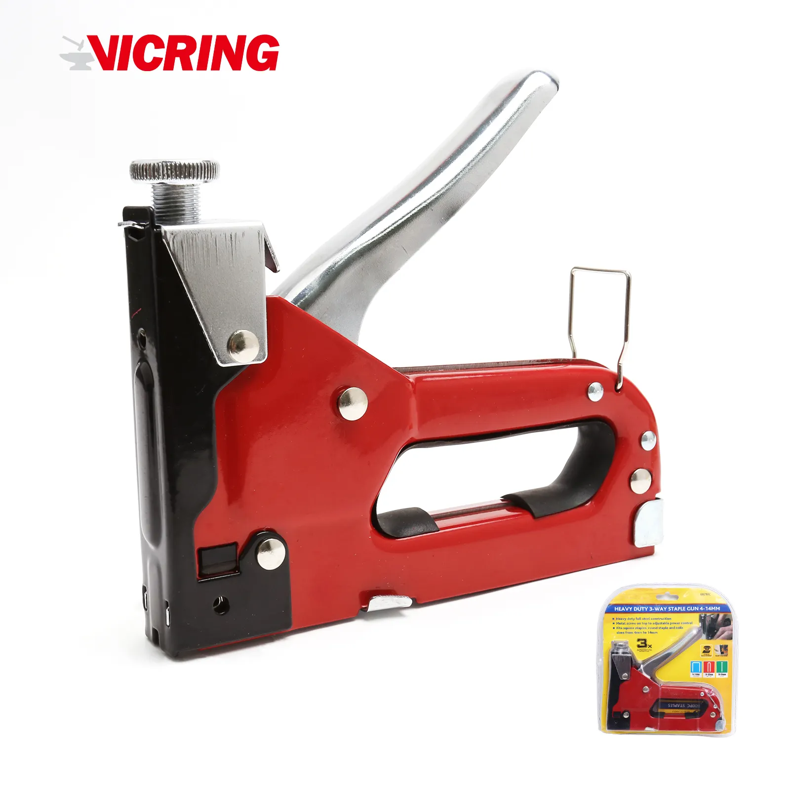VICRING-grapadora de aluminio resistente, Color rojo, 3 vías, 4-14mm, precio de fábrica