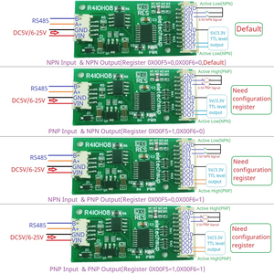 R4IOH08 8ch DC 5-24V RS485 Multifunctional DI-DO Module Digital NPN PNP <strong>Input</strong> <strong>Output</strong> <strong>Modbus</strong> RTU PLC Remote IO Expansion Board - Product Image 5