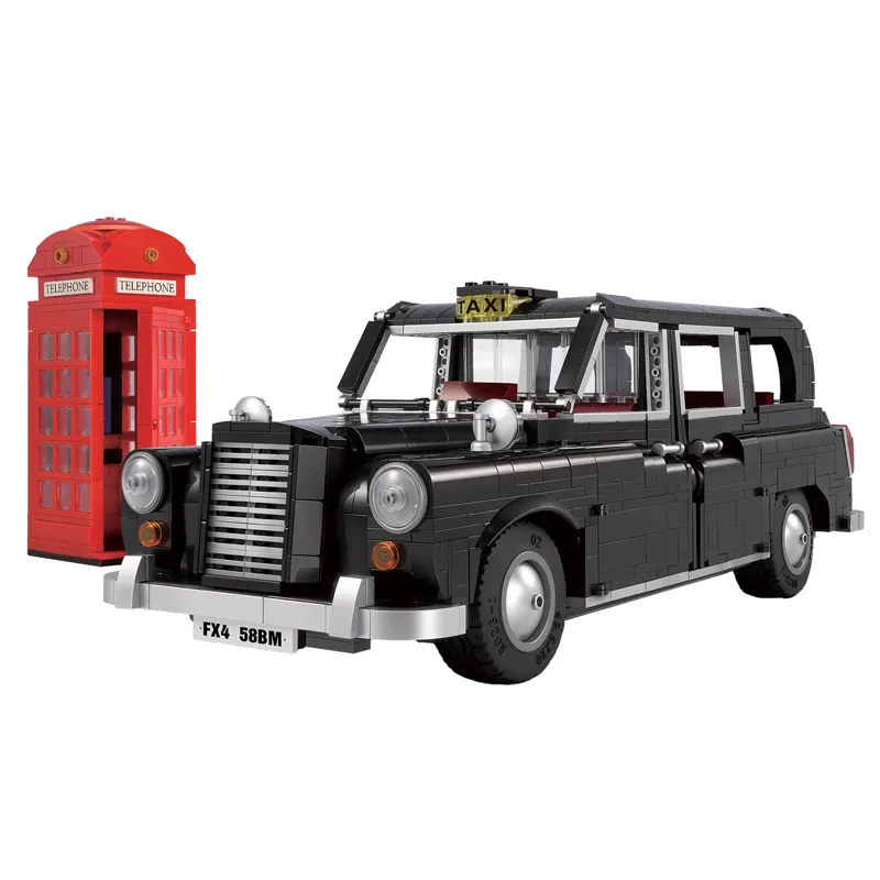 Классическая модель лондонского такси в масштабе 1/12, 1871 шт., C62004W, винтажная модель лимузина, кирпичная модель с телефонной будкой