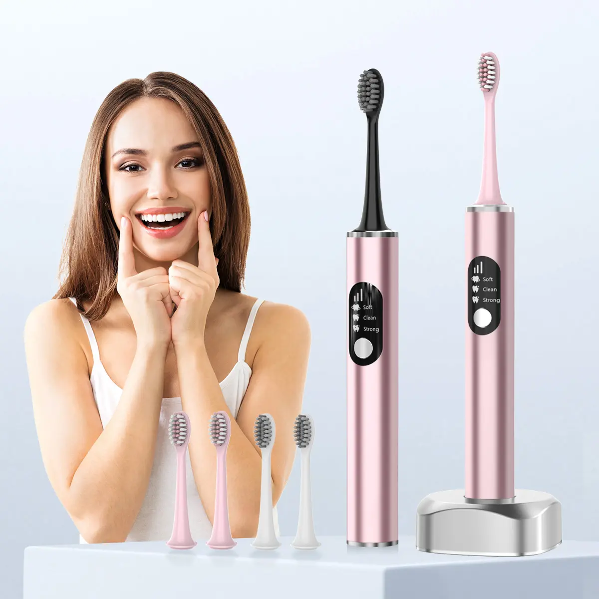 Oral care high quality patent travel sonic electric toothbrush with LED Display and dupont soft bristle