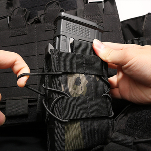Tactical Molle 5.56mmマガジンポーチハンティングベストシングルスタックM4 M14 M16 G36対応ホルダークイックリリースクリップ付き - Product Image 4