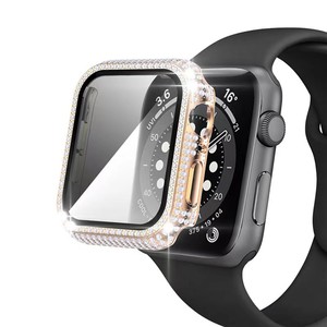 2022ダイヤモンドウォッチカバーケース内蔵スクリーンプロテクター強化ガラスAppleWatch用41mm 45mm Iwatchシリーズ7 Seカバー用 - Product Image 2